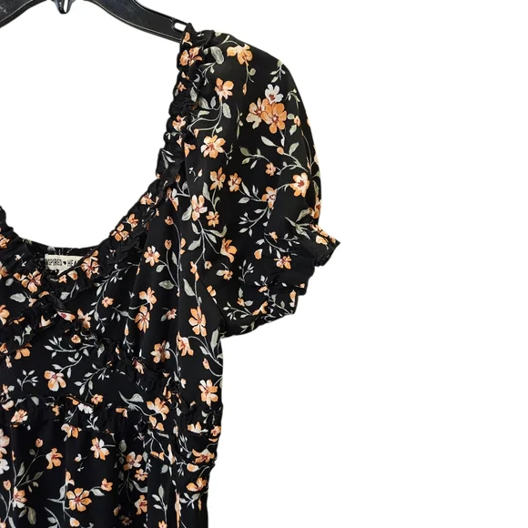 Inspired Hearts Floral Black Dress with Short Sleeves Size Xl - Picture 5 of 13